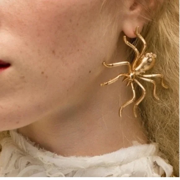 ZARA Bejeweled gold Spider Earrings - Picture 1 of 4